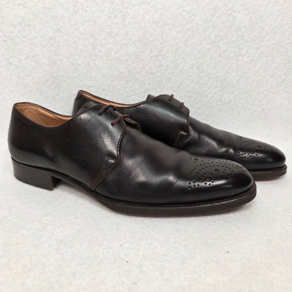 Gravati Derby Shoes Mens 8.5 M Dark Brown Leather Medallion Toe Made Italy 689